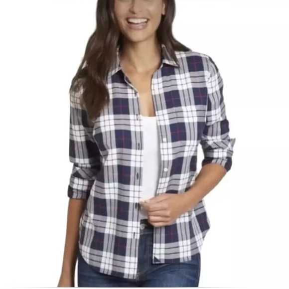 UNTUCKit Tops - New UNTUCKit Women's CITRA 100% Cotton Button
Down Shirt Plaid Long Sleeve